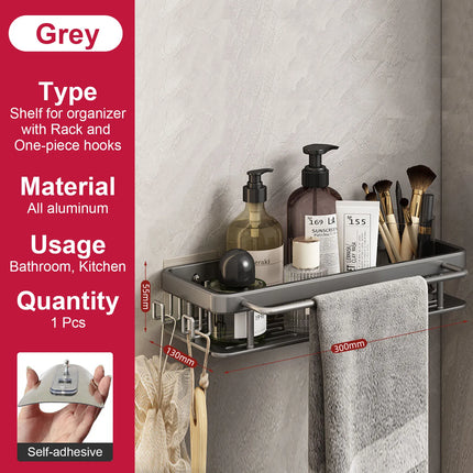 Bathroom Shelf No Drill Wall Mounted Shampoo Bottle Shower Corner Rack Toilet Storage Rack Aluminum