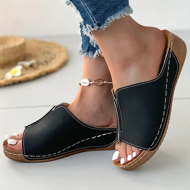 Women's Sandals 2025 Summer Shoes Women Soft Heels Sandals Low Platform Slippers Summer Sandalias Mujer Indoor Outdoor Footwear
