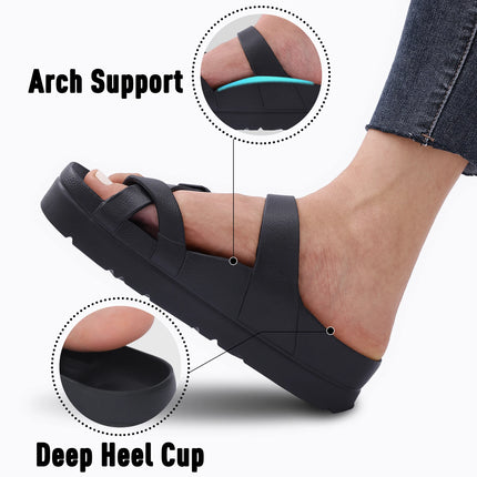 Eyriphy Women's Platform Sandals with Arch Support Thick Soles Adjustable Buckle Ultra Cushion Slippers Outdoor Women Sandals