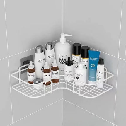 Wall Mounted Bathroom Shelf Corner Storage Iron Shower Drain Basket Cosmetic Rack Shampoo