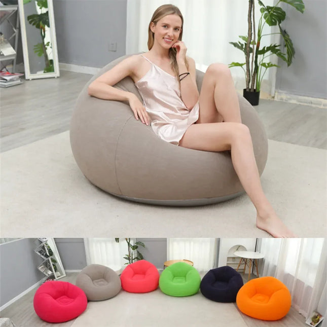 New Inflatable Flocking Sofa Single Lazy Sofa Chair Foldable Outdoor Leisure Bean Bag