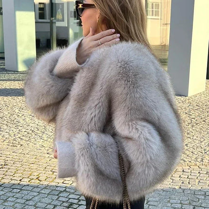 Fashion Fluffy Faux Fur Coat For Women Winter Elegant Loose Long Sleeve Jacket Female Luxury Thick Lady High Street Outerwear