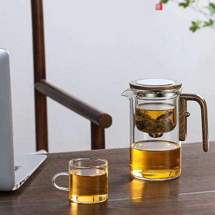 Glass Tea Pot Kettle Infuser 600ML/800ML Teapot Water Separation Inner Magnet One Click Magnetic Switchs Tea Filtration Kettle