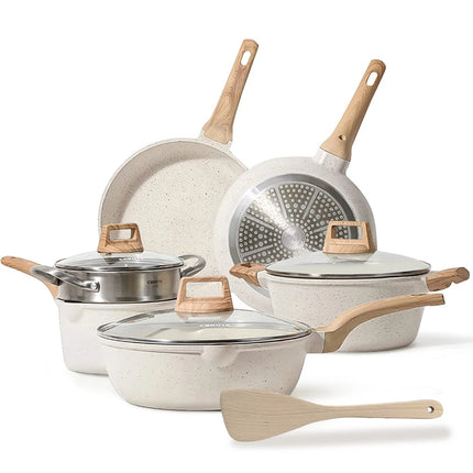 7Pcs Pots and Pans Set Nonstick Kitchen Stackable Aluminum Pans Induction Set with Lids Dishwasher Safe