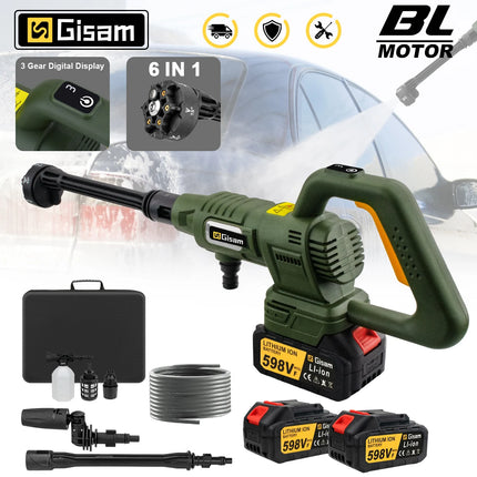 200Bar 3Gear Brushless Electric High Pressure Washer Car Washing Gun Garden Water Gun