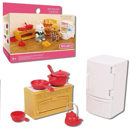 Forest Family Reindeer Rabbit Panda Animal Simulation Dollhouse Furniture Toy Set