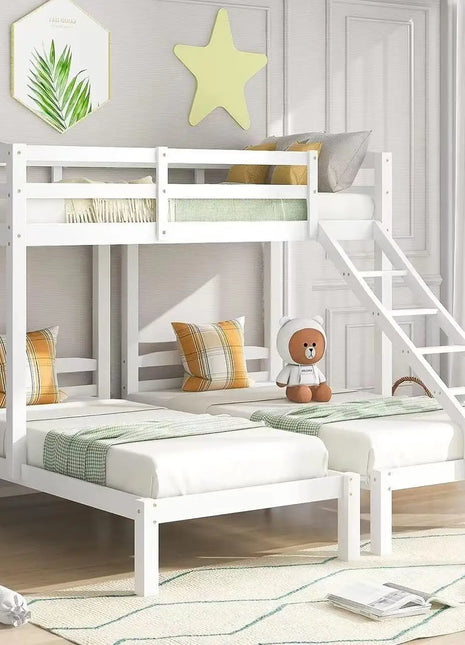 Solid Wood Full over Twin & Twin Bunk Bed with 3 Storage Drawers, for Bedroom for Girl Kids Adult
