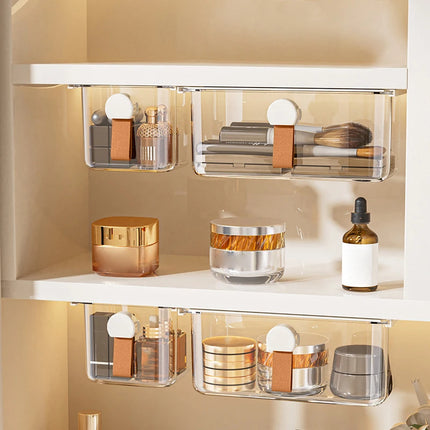 1/2Pc Drawer Style Storage Box Under The Mirror Cabinet Transparent Bathroom Kitchen Office Sundries Case Pull-Out Storage Shelf