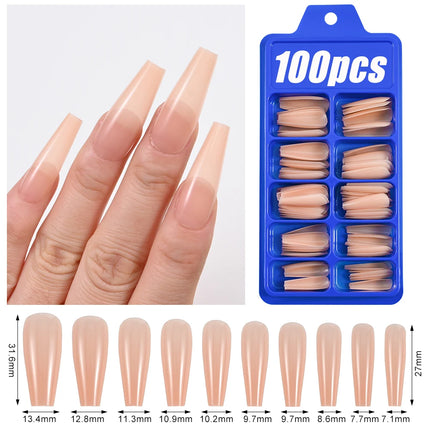 100Pcs Light Pink Press on Nails Short Medium Square