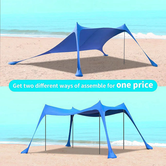 Family Beach Canopy Large Sunshade Tent 3x3 Folding Awnings Outdoor Sun Shelter Shade For Beach Camping Party Picnics Sun Awning
