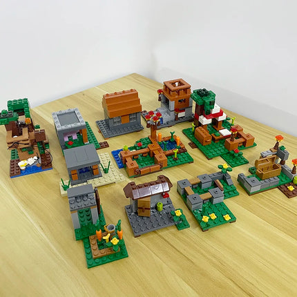Village Farm Cave Mine Alex Zombie Action Figures Building Blocks Toys Gift for Children