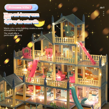 Princess Castle Doll House Kit with LED Lights | Miniature Villa Model  | Creative Birthday Gift Toy