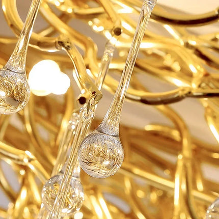 Gold ceiling light chandelier modern hotel bedroom dining room living room home interior glossy Led luxury chandelier