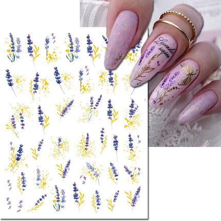 3d Nail Art Decals Elegant White RoyalBlue Roses Flowers