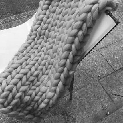 Hand Chunky Knitted Blanket Thick Yarn Merino Wool Bulky Knitting Throw Blankets