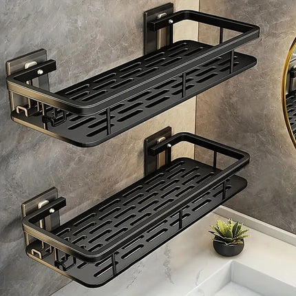 Punch Free Wall Mounted Bathroom Shelf No Drill Shower Shelf Kitchen Storage Organizer Shampoo