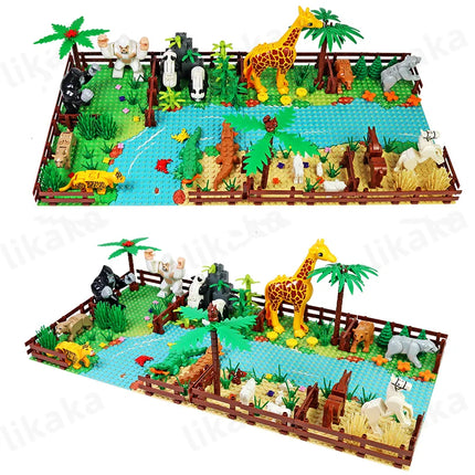 Zoo Animals Building Blocks Toys Set for Kids Montessori Gift Compatible Classic Blocks City Friends Wild Animals