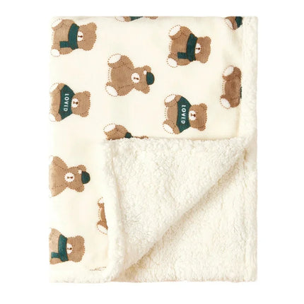 Winter Baby Blanket Baby Swaddle Wrap Flannel Lamb Fleece Warm Quilt for