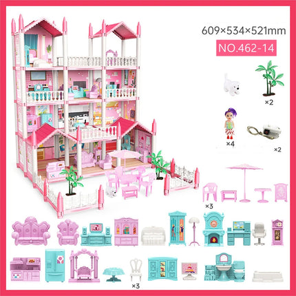 Princess Castle Villa Assembly Doll House Set Toy Girl Family Toy Children's Music Doll House Assembly Villa House