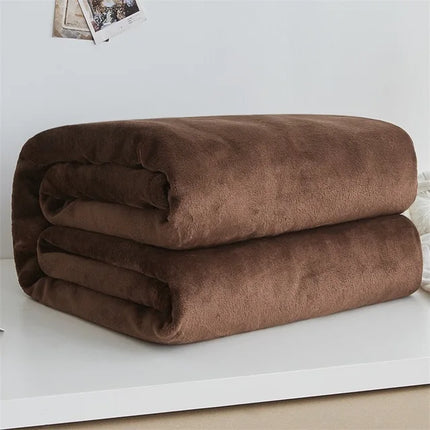 Super Soft Coral Fleece Blanket 220gsm Light Weight Solid Pink Blue
