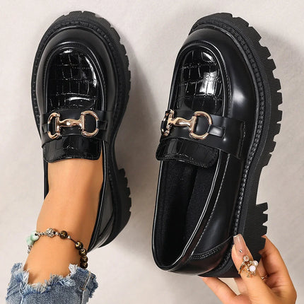 Women's Shoes Soft Sole Spring Autumn Seasonal Black British Style round Toe Rubber Outsole