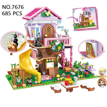 Girls' Summer Festival Friendship Tree House Villa Castle Building  Girl Model Toys