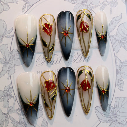 10Pcs 3D beautiful handmade Manicure Press On Nails