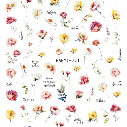 3d Nail Art Decals Elegant White RoyalBlue Roses Flowers