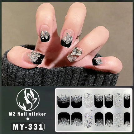 Panda Style Baking Free Gel 5D Nail Sticker Full Nail Self Adhesive Sticker