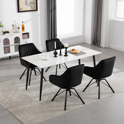 2PCS/SET Swivel Dining Chairs Velvet Living Room Ergonomic Leisure Chair Upholstered Lounge Kitchen Chair with Armrests