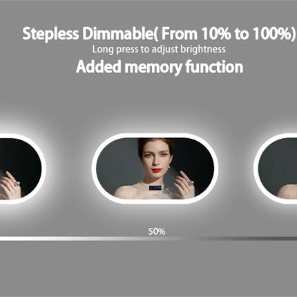 Large Bathroom Mirror Oval LED Vanity Mirror Wall Mounted w Bluetooth, Digital Display, Back Front Lit, Anti Fog for Hotel Hall