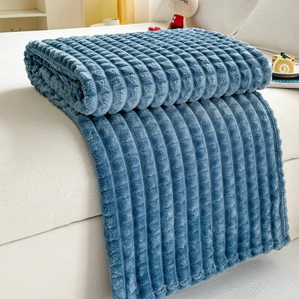 new solid color imitation fur plaid flannel blanket winter office nap blanket