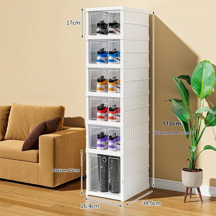 Stackable Shoes Cabinet Stackable Transparent Dustproof Shoe Cabinet Multi-functional Large Capacity Storage Organization Box