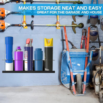 Five Cans Wall-Mounted Steel Aerosol Spray Can Holder Rack Organizer for Garage and Workspace