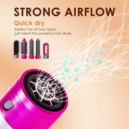 Hair Dryer 5-In-1 Electric Hair Comb Negative Ion Straight Curler Brush