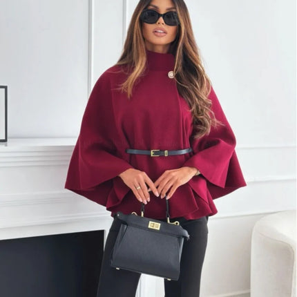 Elegant Autumn Solid Jackets Fashion Women Single Breasted Batwing Sleeve Thick New Coats Casual Loose Office Lady Chic jacket