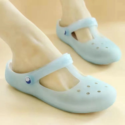 EOFK Summer Women Sandals Clogs Glitter Shinny Colors Lady Jelly Flat Comfort Sandals Hoof Shoes