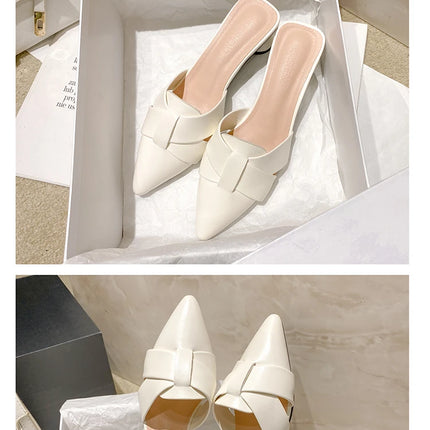 Summer Riband Decoration Slippers Women Fashion High Quality Round Heel Shoes Casual Sweet High Heels Plus Size 42 Women Sandals