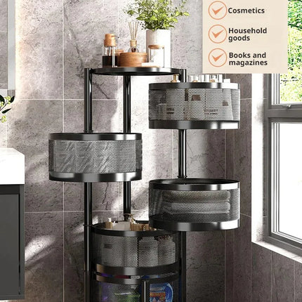 Household Floor Standing MultiLayer Storage Rack Removable Rotating Storage Cabinet Kitchen Vegetable Fruit Basket with Wheel