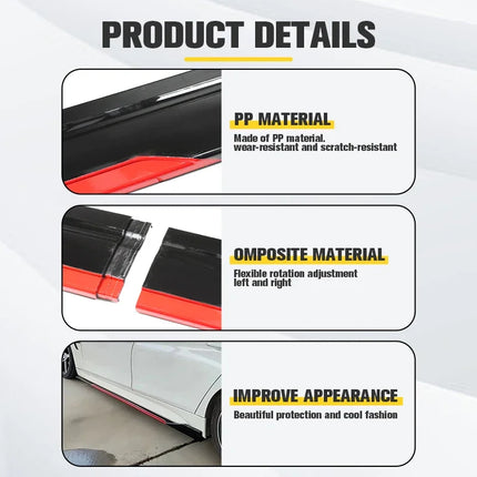 Universal 8PCS 2m/2.18m Side Skirt Extension Rocker Plate Lip Separator Bumper For BMW Mercedes-Benz Toyota Audi Nissan Honda