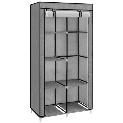 SONGMICS Fabric Wardrobe, Clothes Storage Organiser, 6 Shelves, 1 Hanging Rail, Non-Woven Fabric, Metal Frame, 45 x 88 x 168 cm