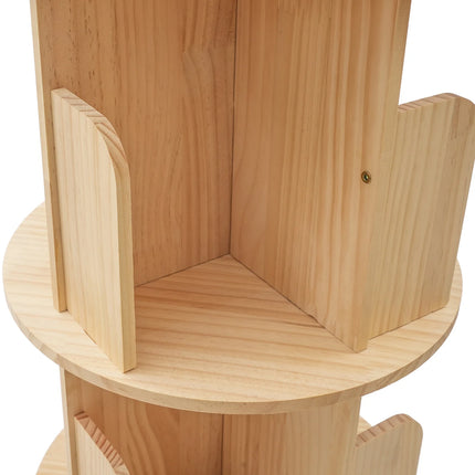 360 Rotating Wooden Bookshelf Livingroom Storage Rack Floor Standing Bookcase for Kids&Adults