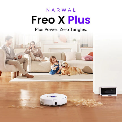 Narwal Freo X Plus 7800Pa Robot Vacuum Cleaner 3.5H Runtime Tri-Laser Structured Light Zero-Tangling Floating Brush 1L Dust Bin