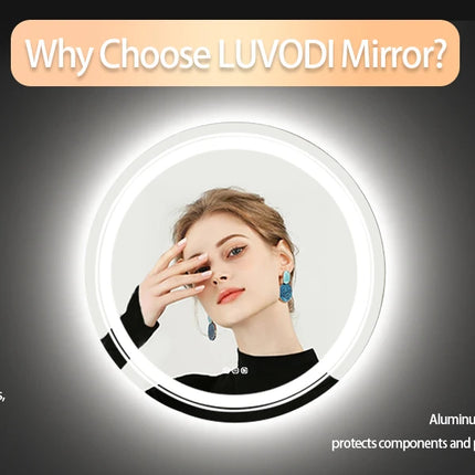 LED Bathroom Mirror 600/800/900MM Round Demisting Makeup Shaving Mirror Front Light + Backlit Wall Vanity Mirror 3 Colour