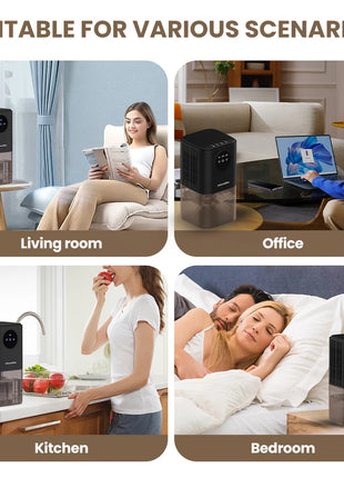 Portable Dehumidifier With 35 Ounces Capacity, Silent Operation, With Romantic Colorful Lights, Timer Switch