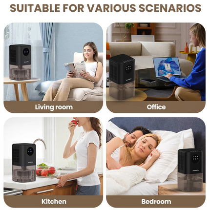 Portable Dehumidifier With 35 Ounces Capacity, Silent Operation, With Romantic Colorful Lights, Timer Switch