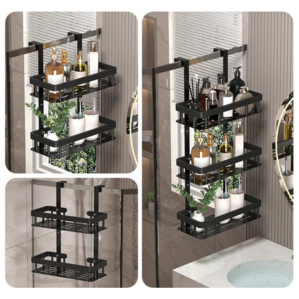 Bathroom wall mounted three-layer storage rack, door mounted rack, shower gel rack
