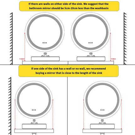 LUVODI Smart Illuminate LED Mirror for Bathroom Round Waterproof Washroom Toliet Wash Basin Bath Shower Fogless Mirror
