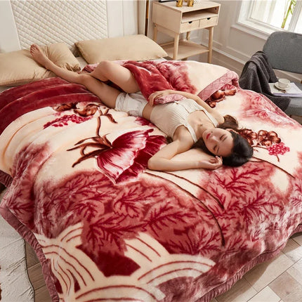 Double layers Raschel Mink Blankets Spring Winter Soft Warm Faux Fur Throw Blankets Heavy Fluffy Weighted Blankets