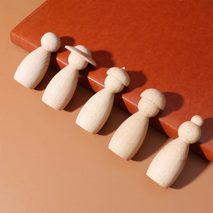 5 Pcs Suit Decoration Of Puppet Craft Kit Mini Paintable Peg People Wood Kits